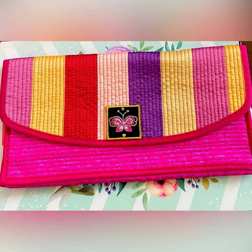 South Korea Striped Clutch. Never been used